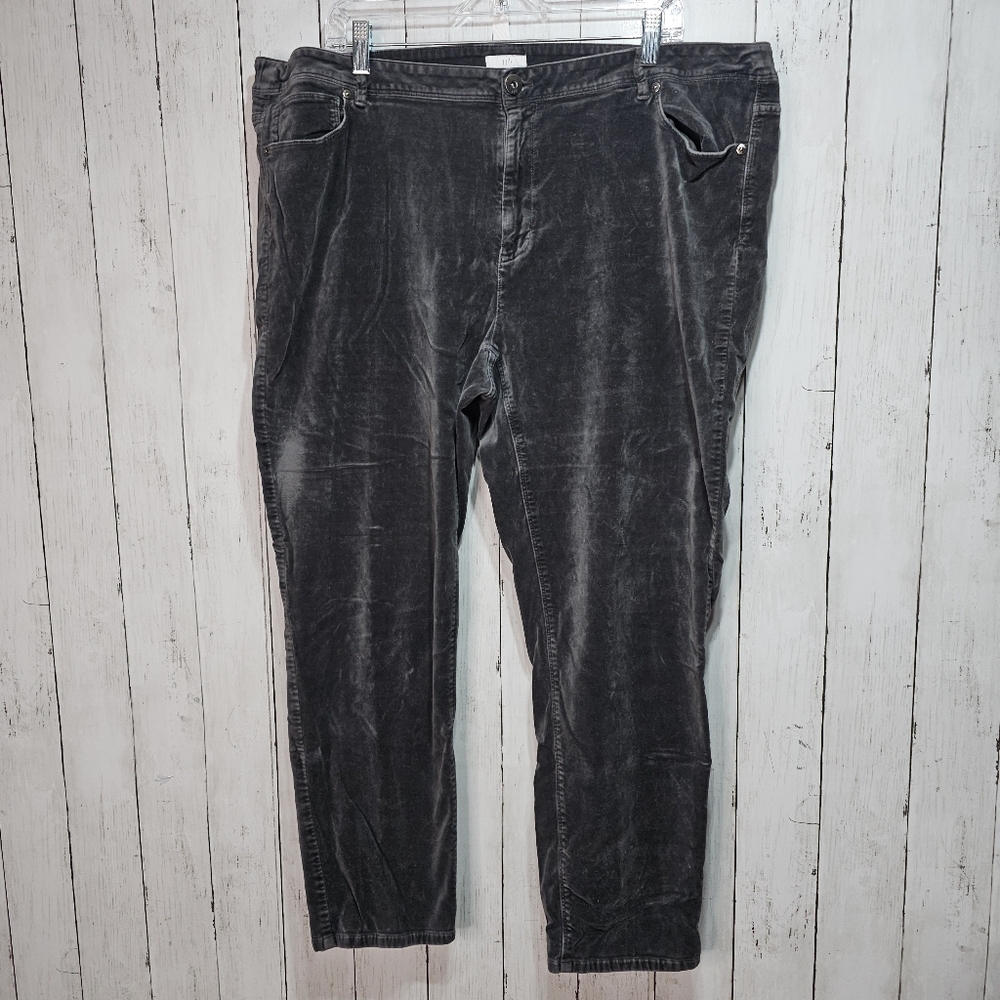 J. Jill Women's Gray Velveteen Velvet Pants Jeans Straight Leg Size 22.